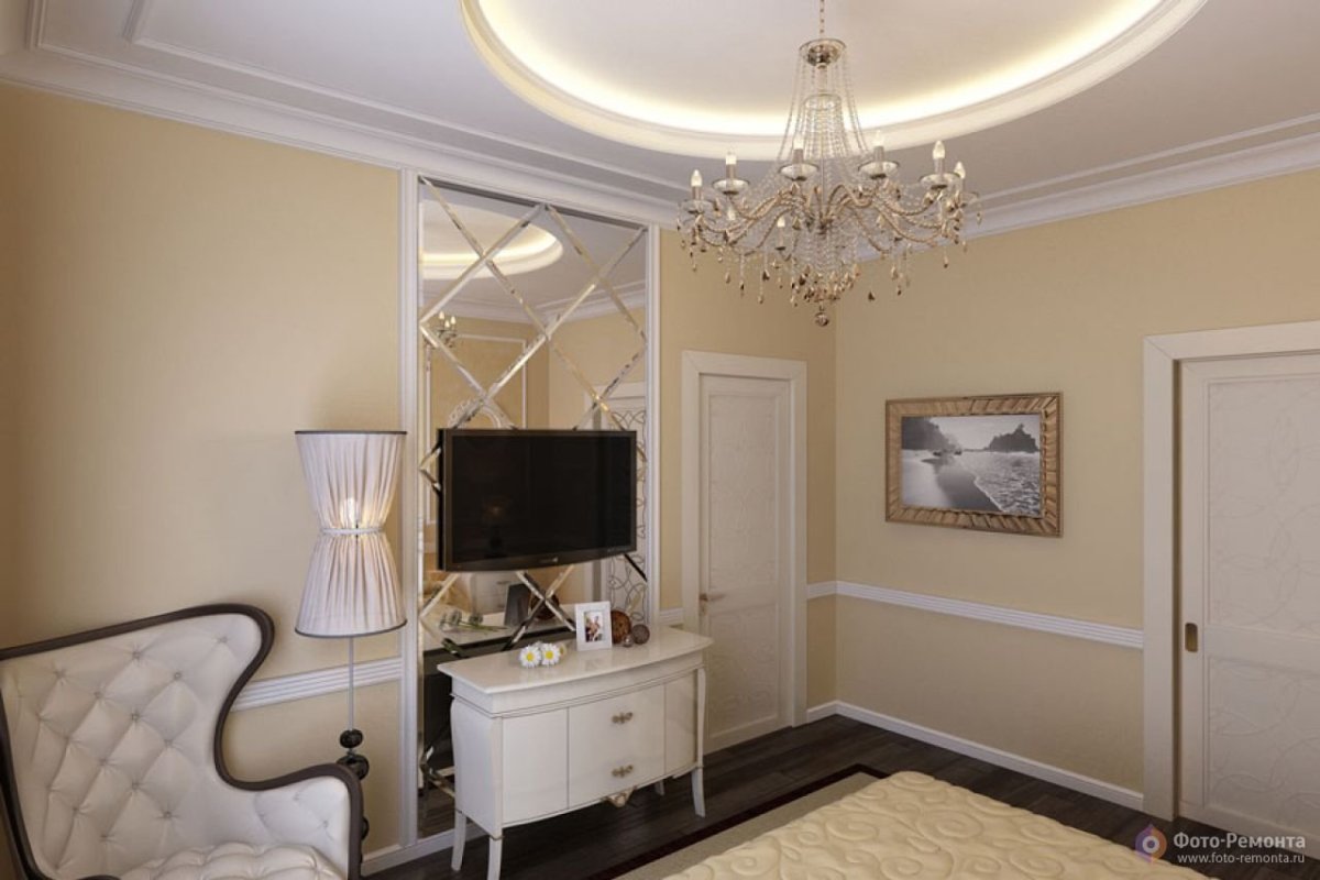 Отделка стен молдингом в гостиной