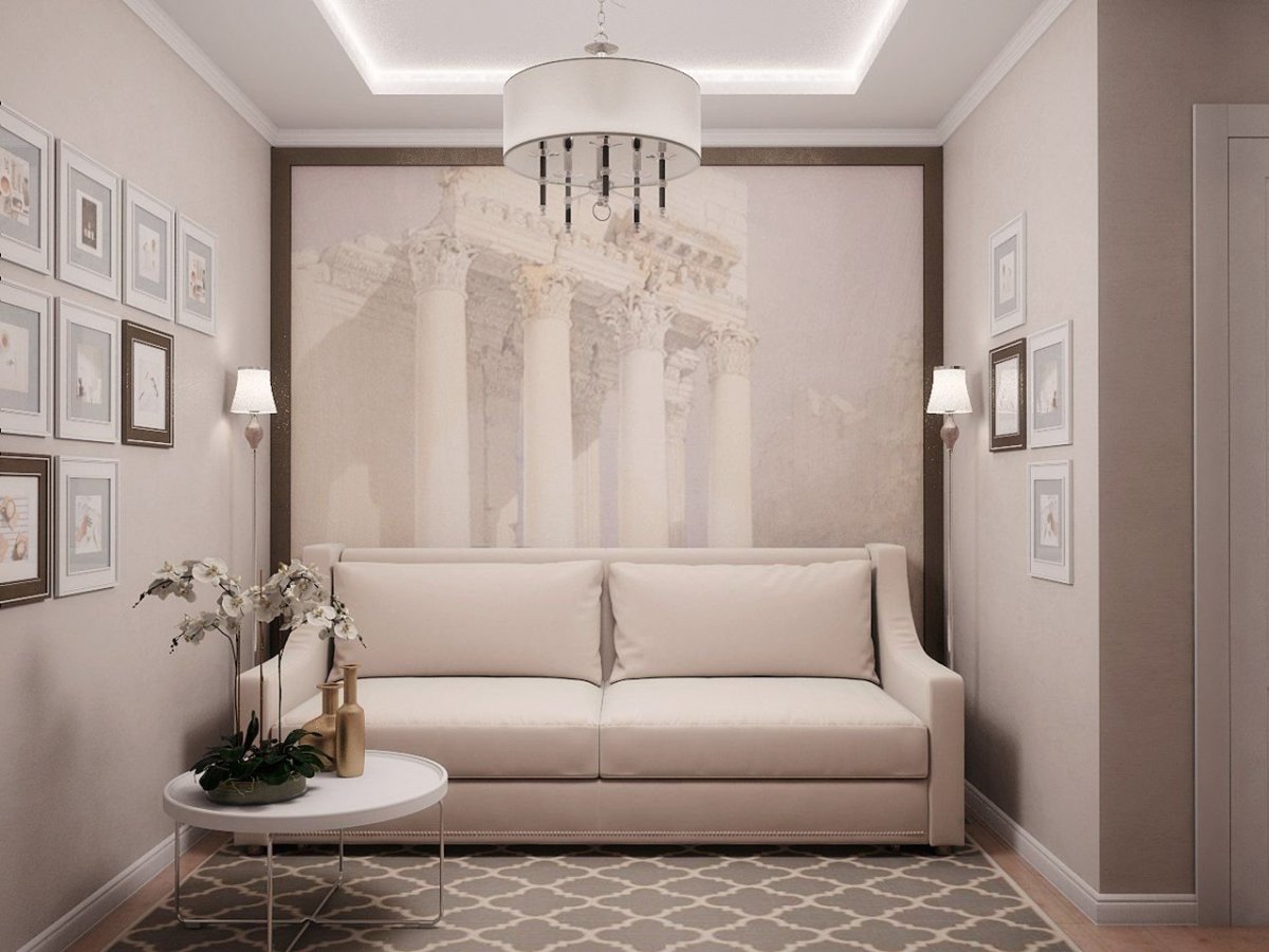 Гостиная в нюдовых тонах