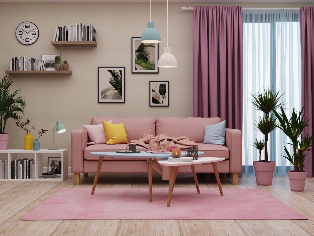 Розовые стены в интерьере