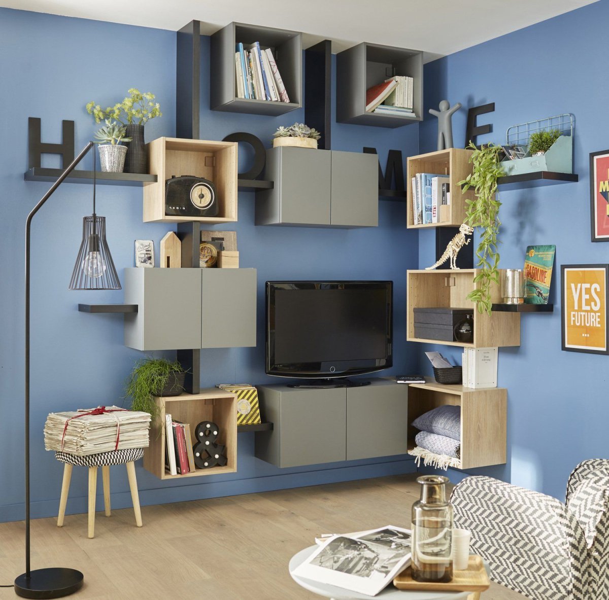 Стеллаж куб в интерьере