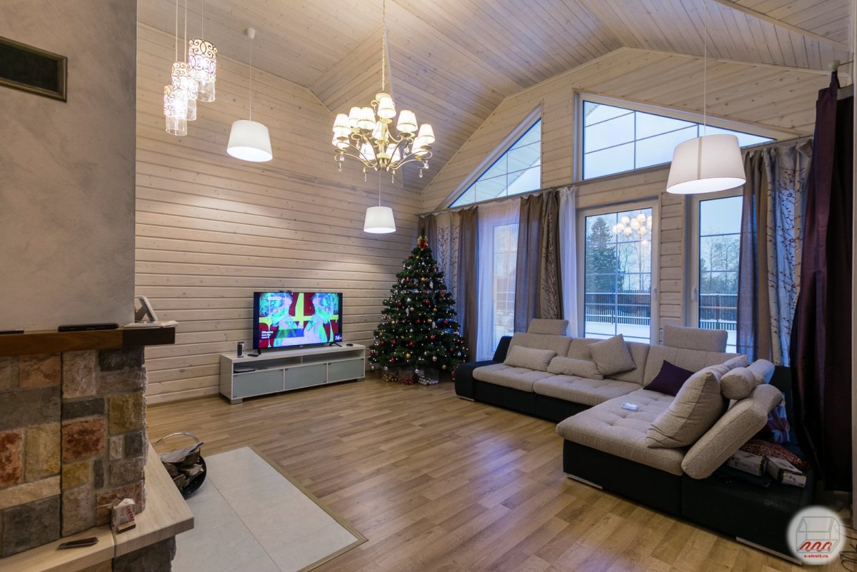 Интерьер дом из оцилиндрованного бревна внутри дома