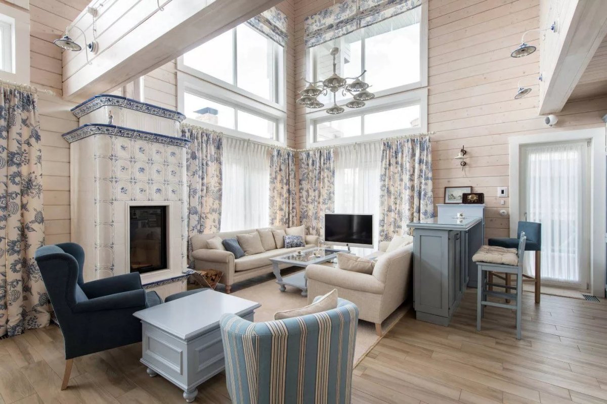 Интерьер сруба в современном стиле