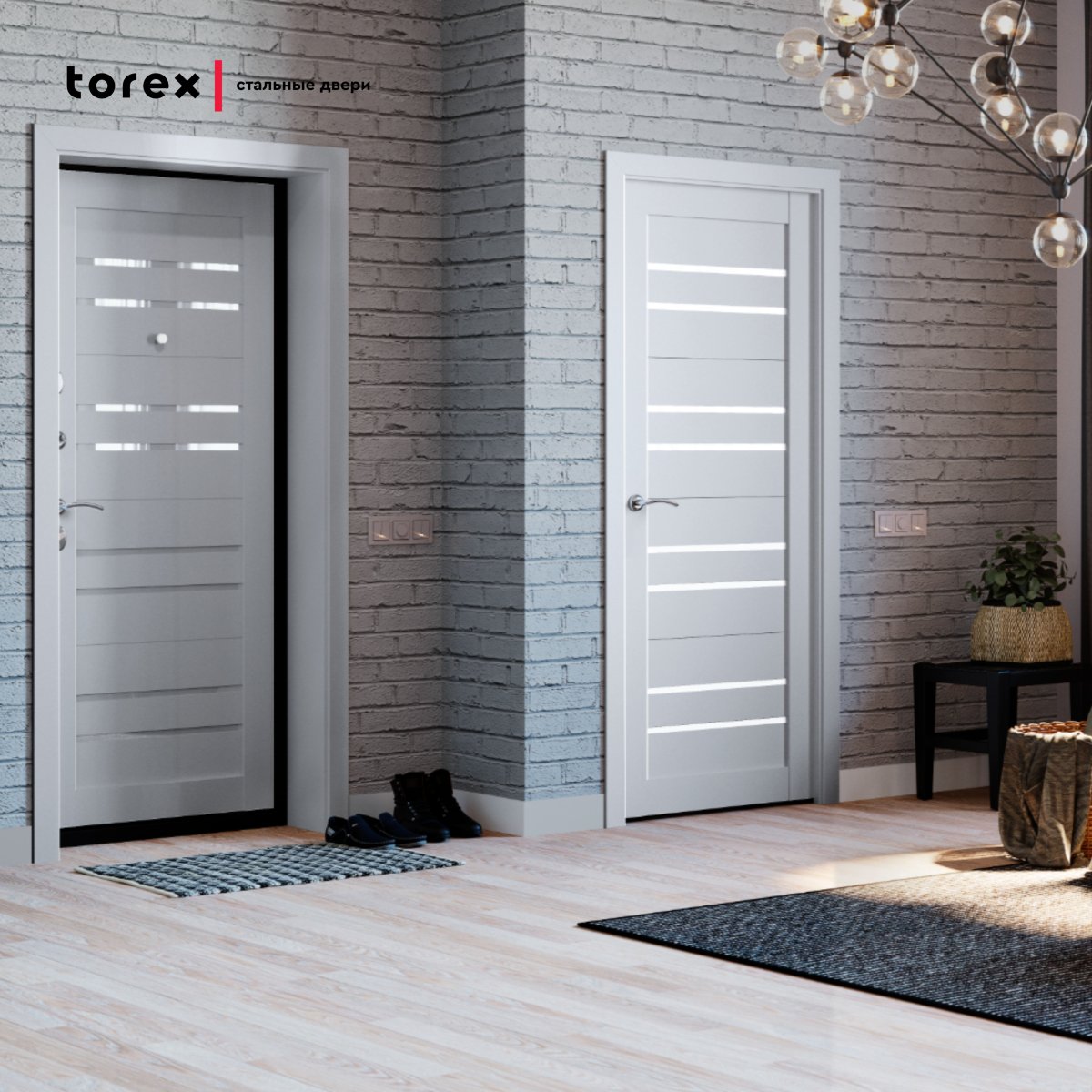 Белая входная дверь Торекс