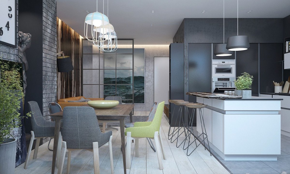 Кухня графит в интерьере