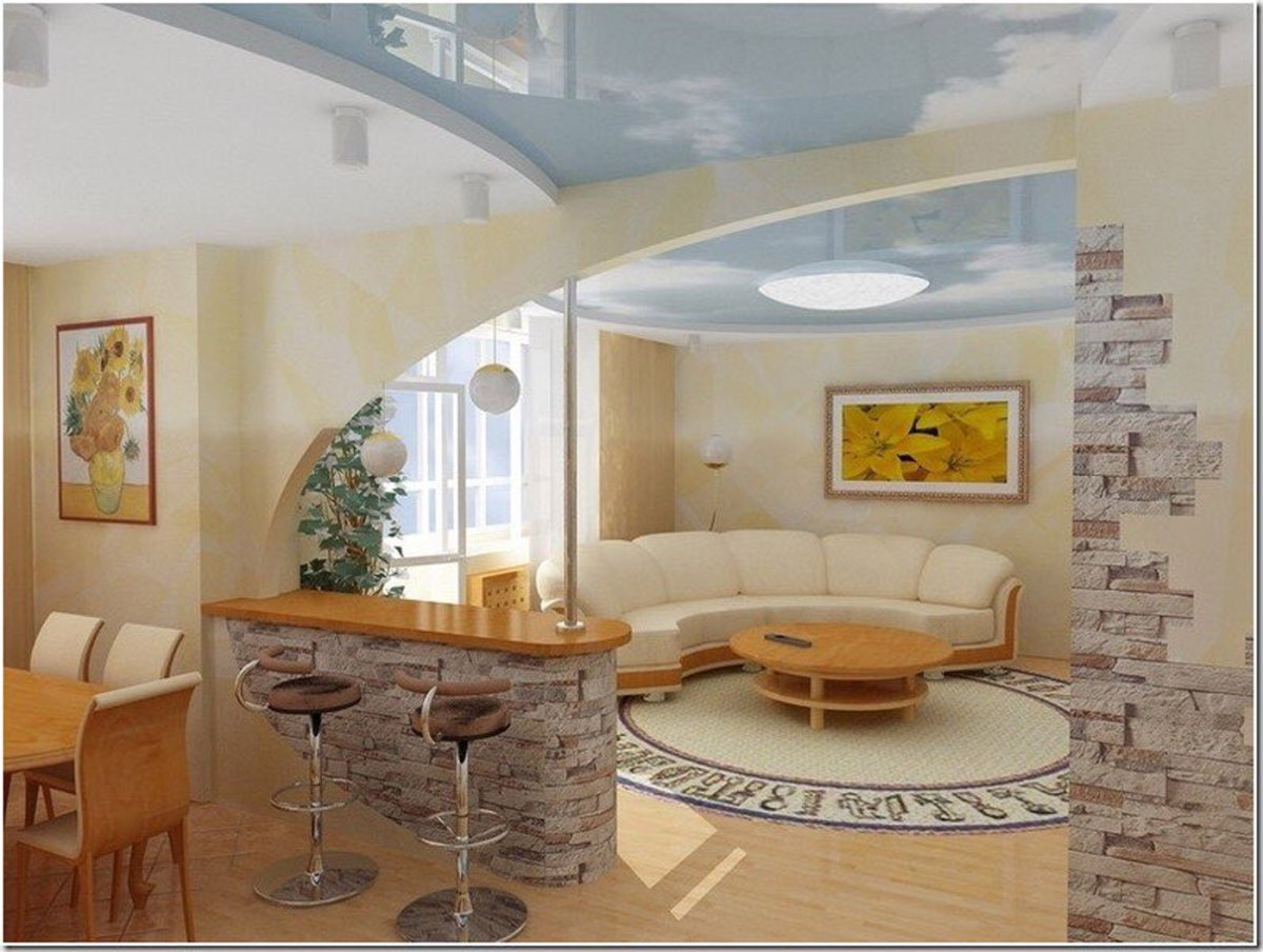 Большая кухня гостиная