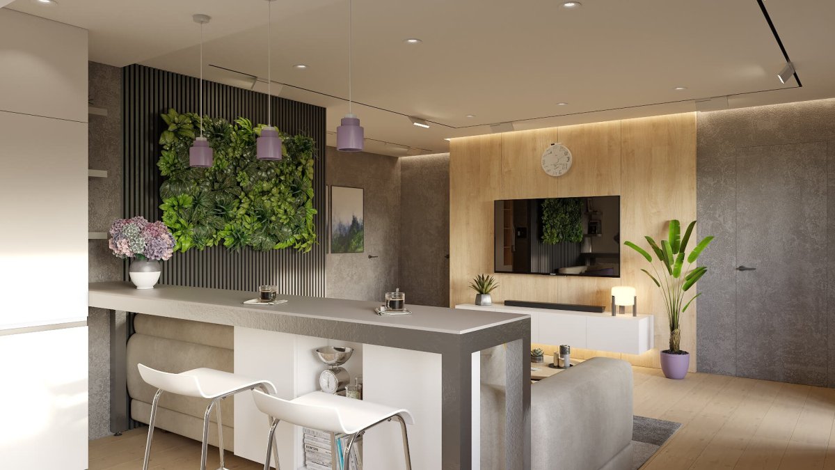 Экостиль кухня гостиная