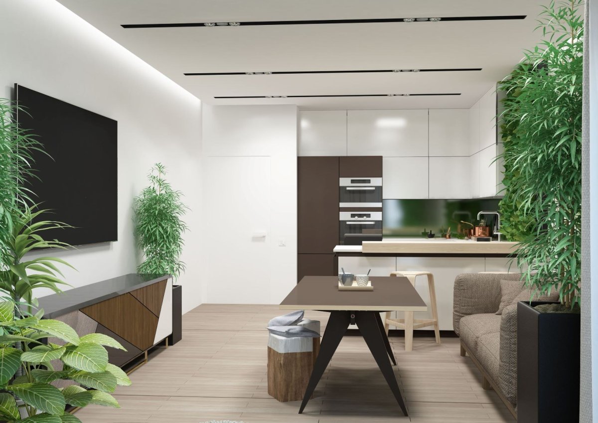 Экостиль интерьер черно белый