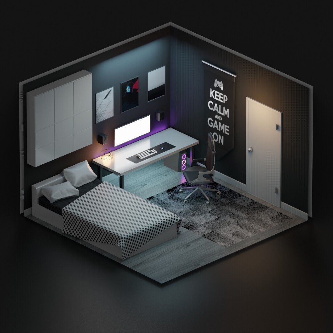 3d isometric Room гейминг