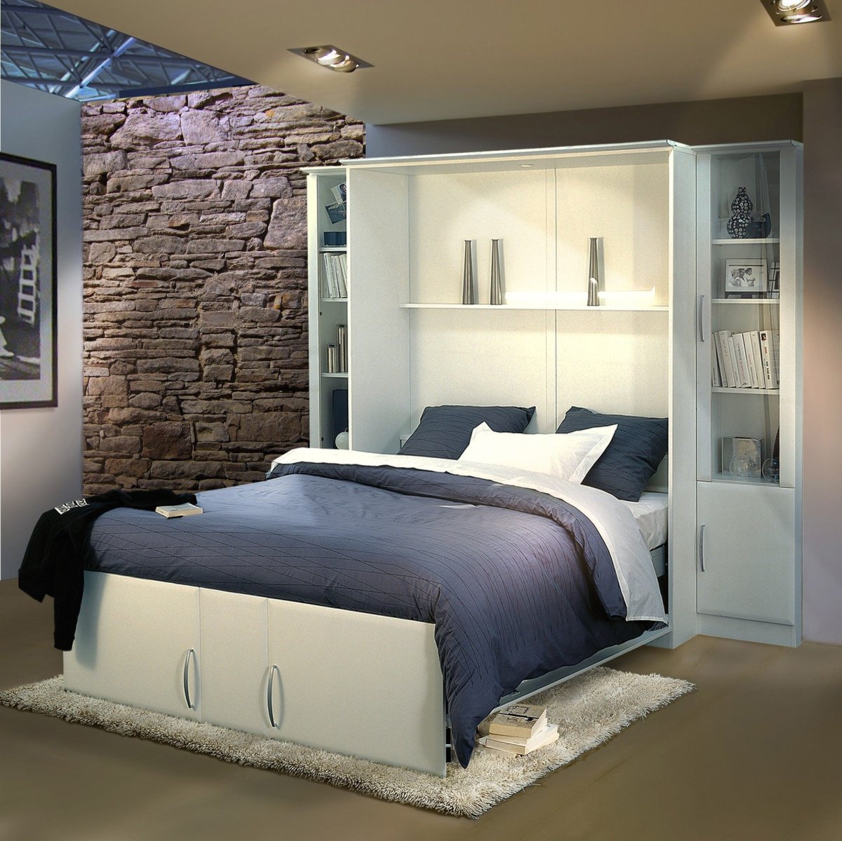 Кровать двуспальная встроенная в шкаф