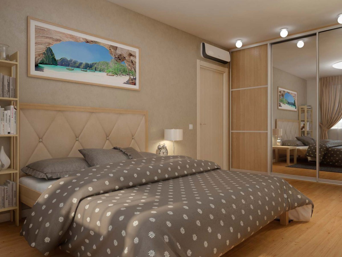 Спальная комната с двуспальной кроватью