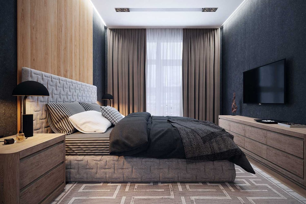Интерьер спальни холостяка
