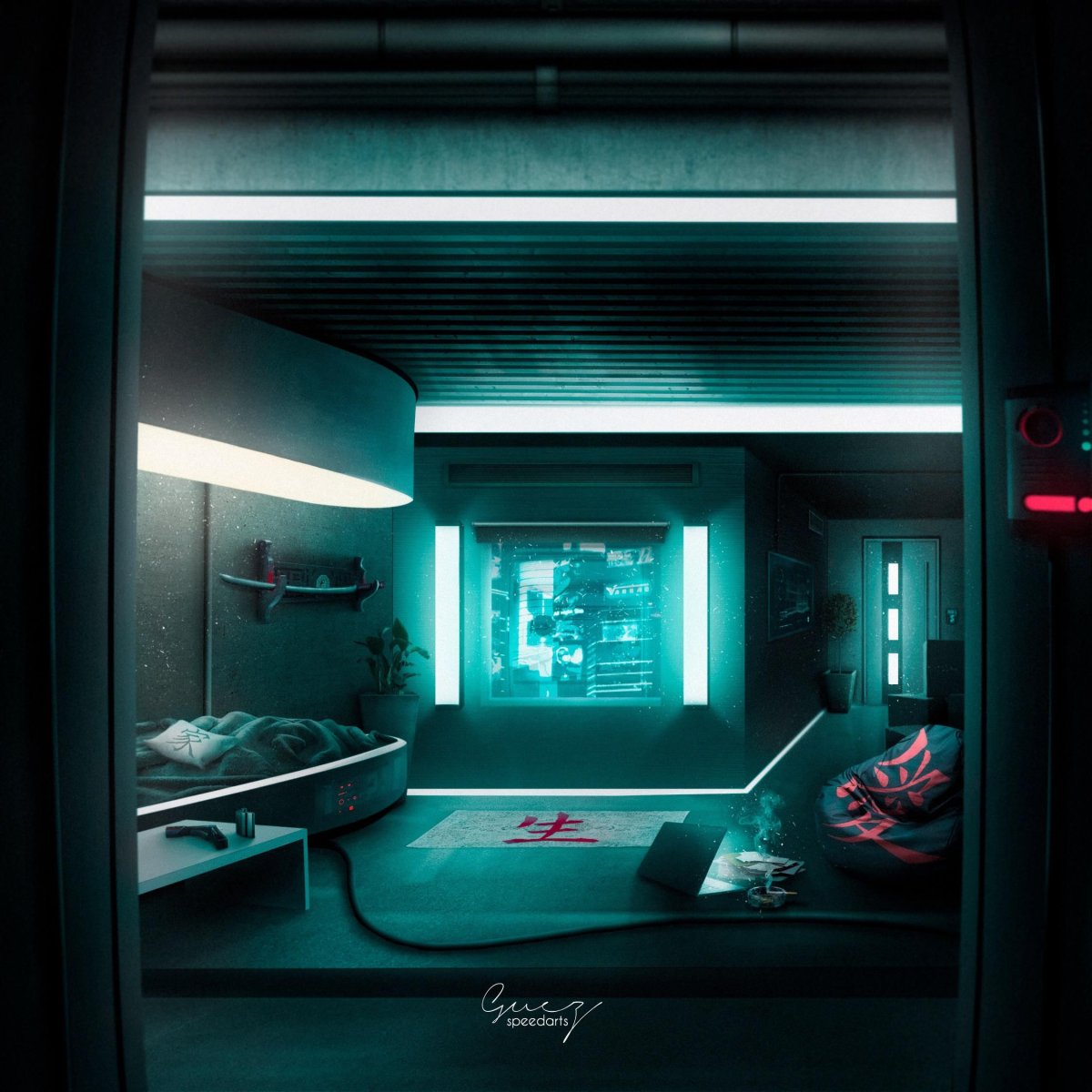 Киберпанк интерьер