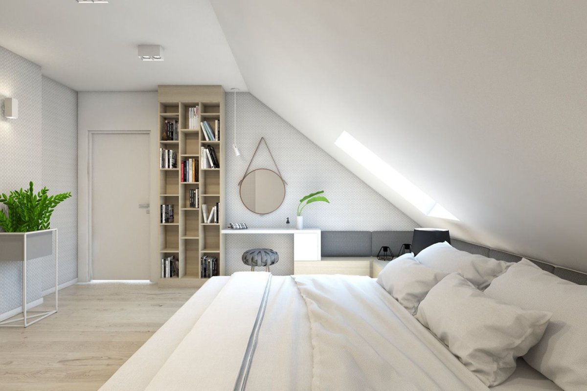 Спальня с косой стеной