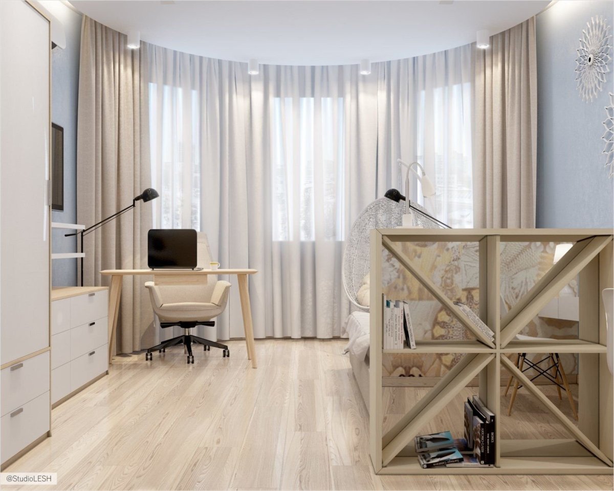 Зонирование комнаты с эркером