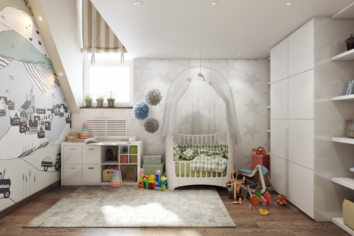 Мокап детской комнаты для девочки