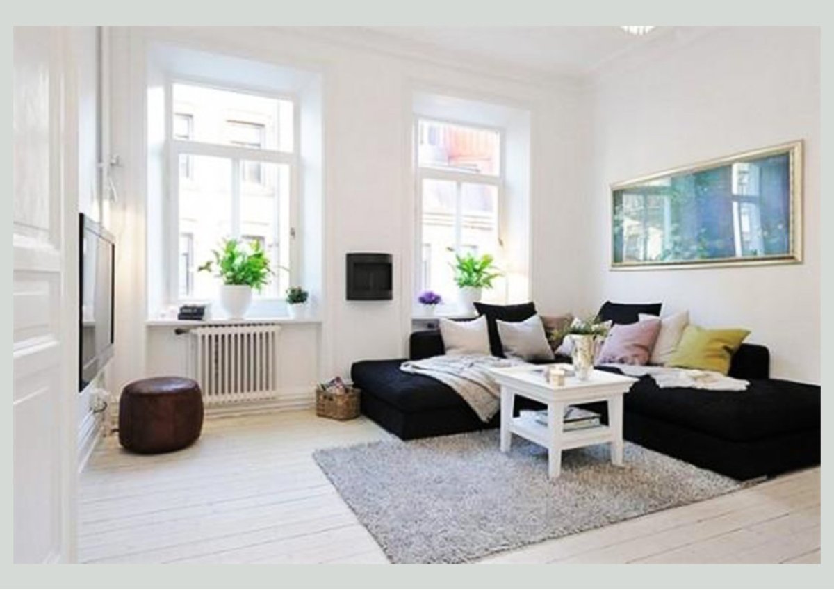 Планировка комнаты с 2 окнами