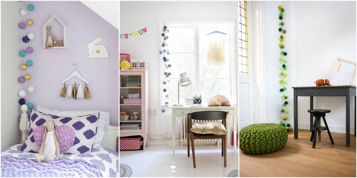 Гирлянда над кроватью