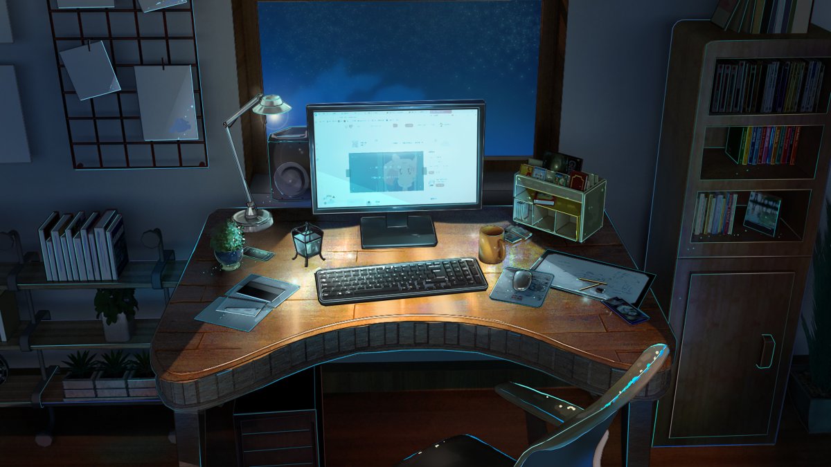 Аниме комната с ПК