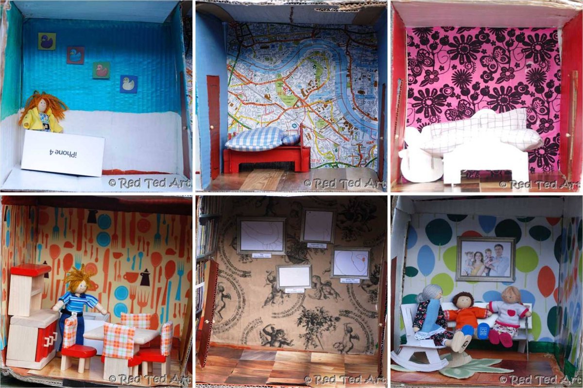 Квартира для куклы из картонной коробки