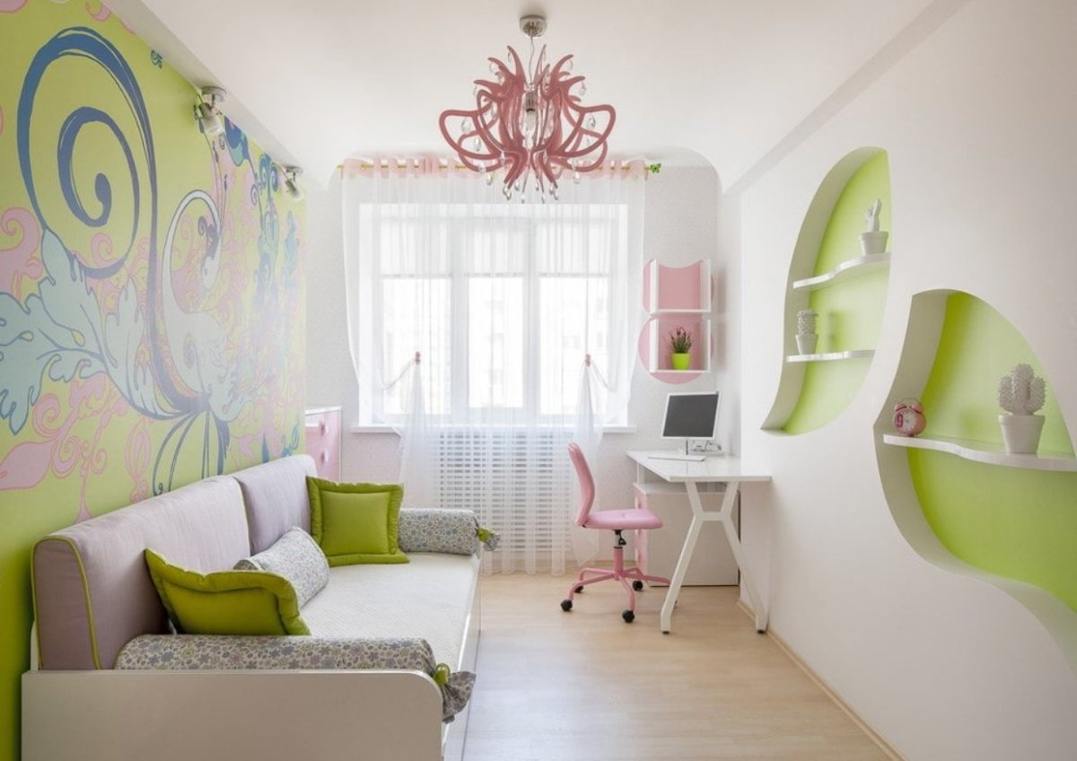 Дизайн стен для детской комнаты девочке