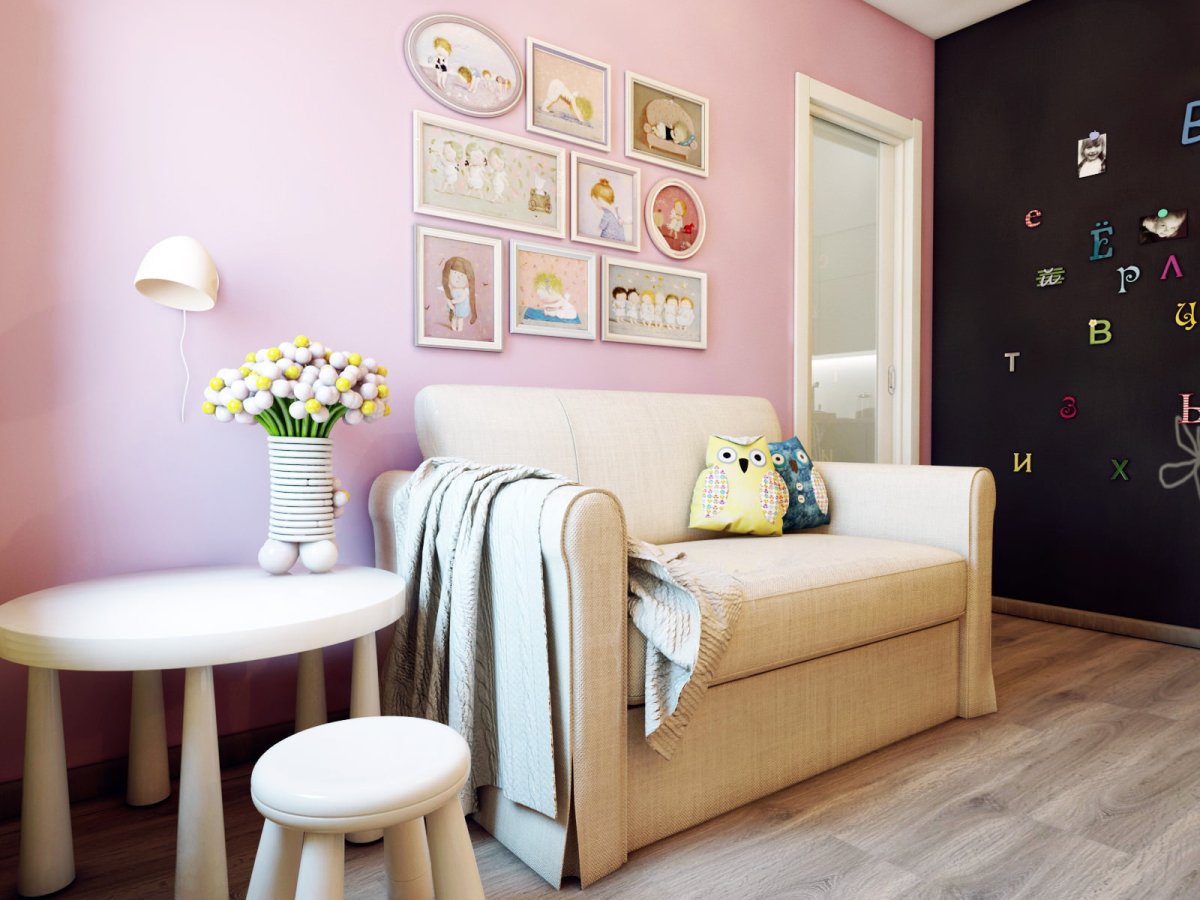 Однотонные стены в детской