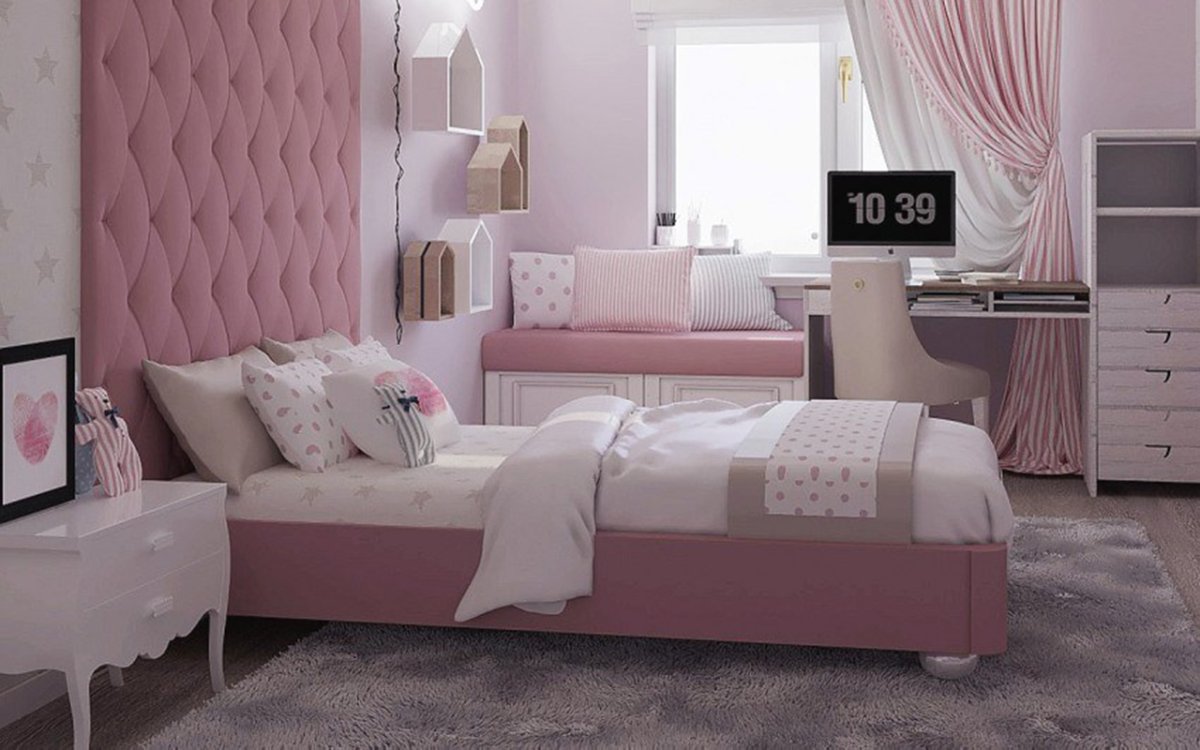Спальня для девочки в розовых тонах