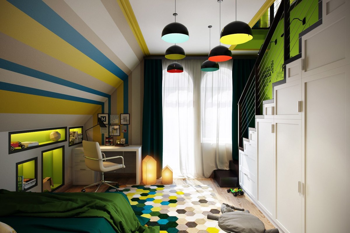 Комната на чердаке для подростка
