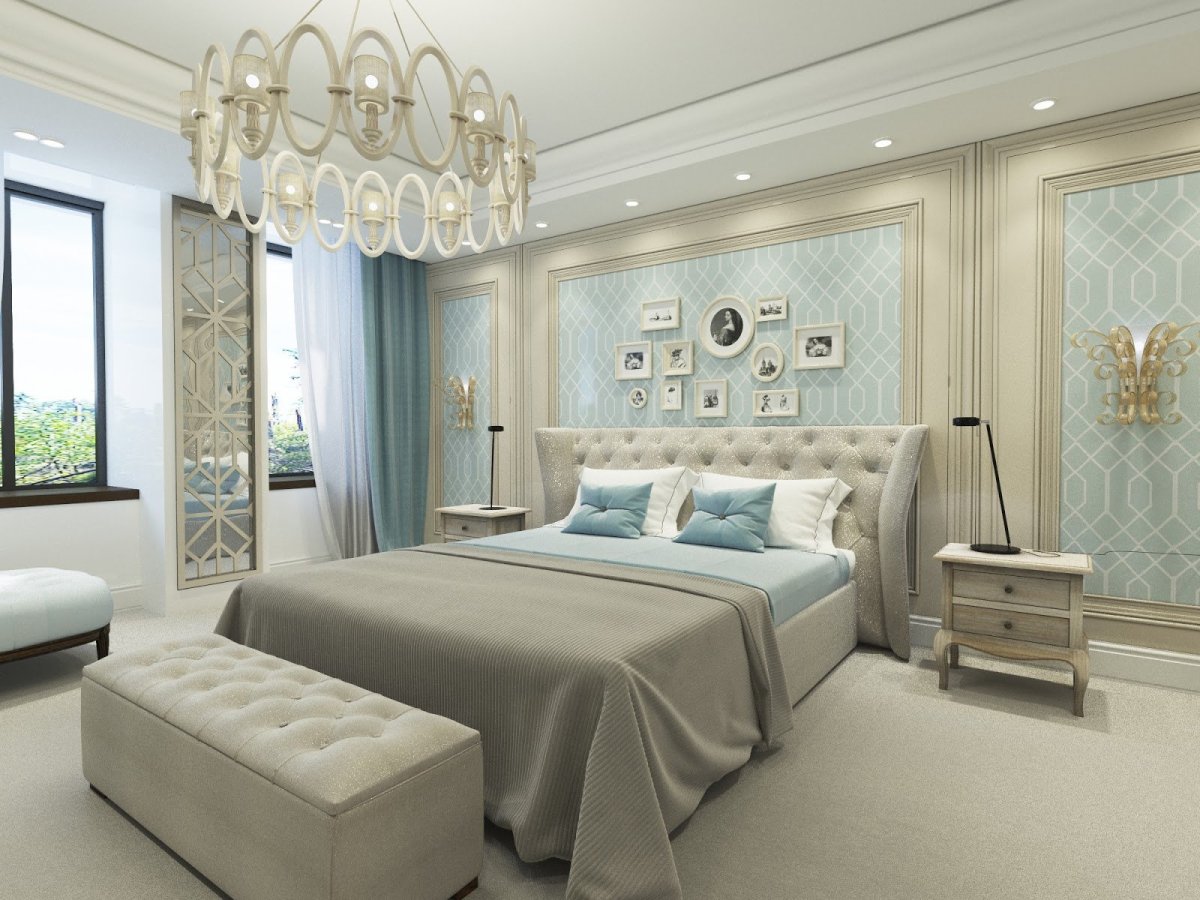 Комната с голубыми полосками