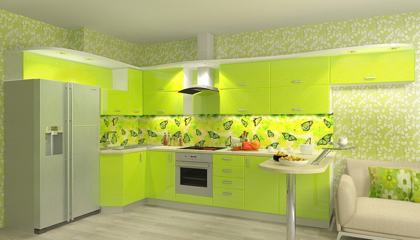 Лайм пермь. Кухни салатовые. Зеленая кухня. Кухня зеленого цвета.