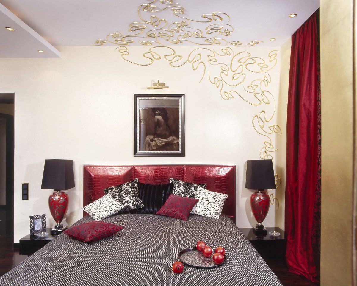 Спальня в красных тонах арт деко