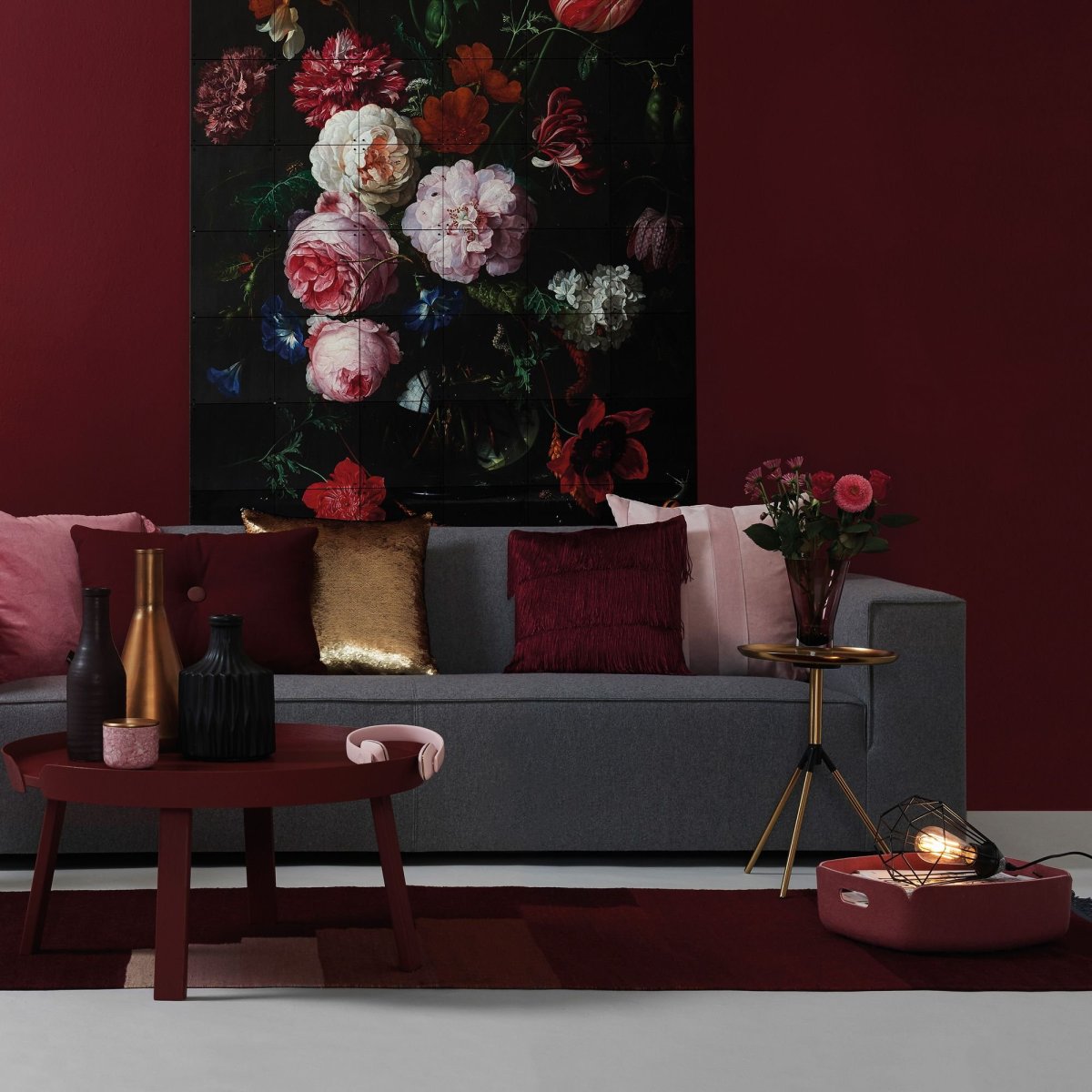 Розово бордовый интерьер