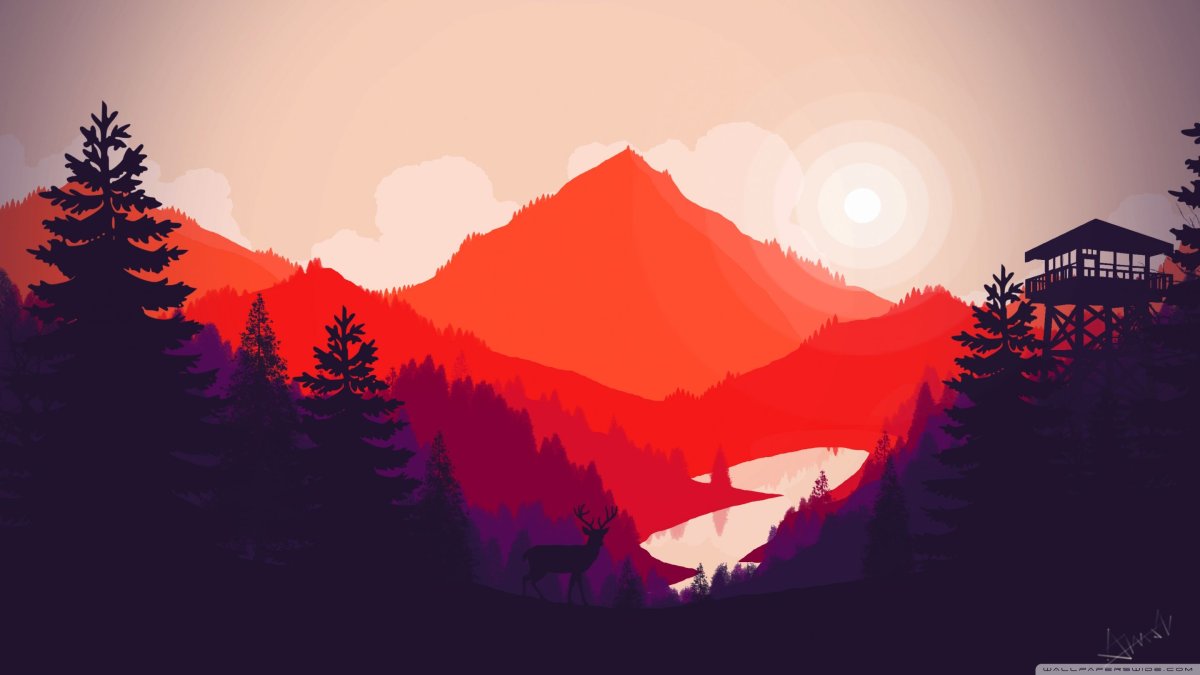 Firewatch лес река горы