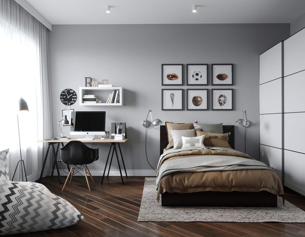 Спальня стиль Сканди серый