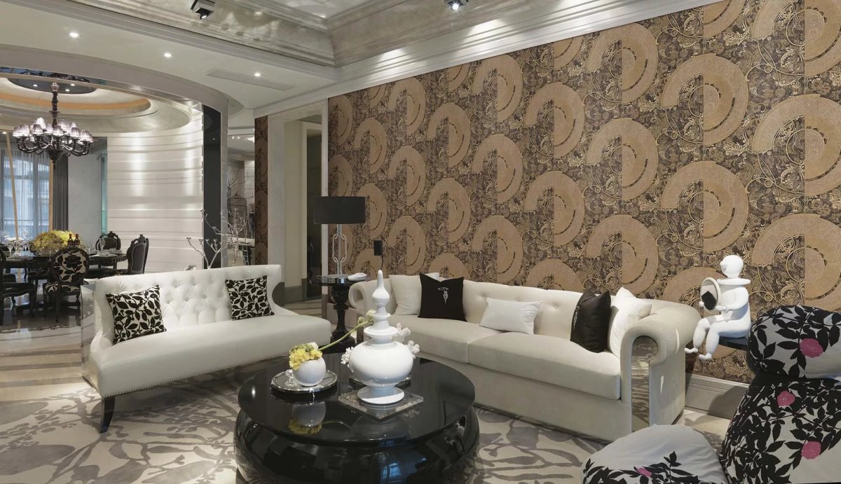 Обои в зал комбинированные