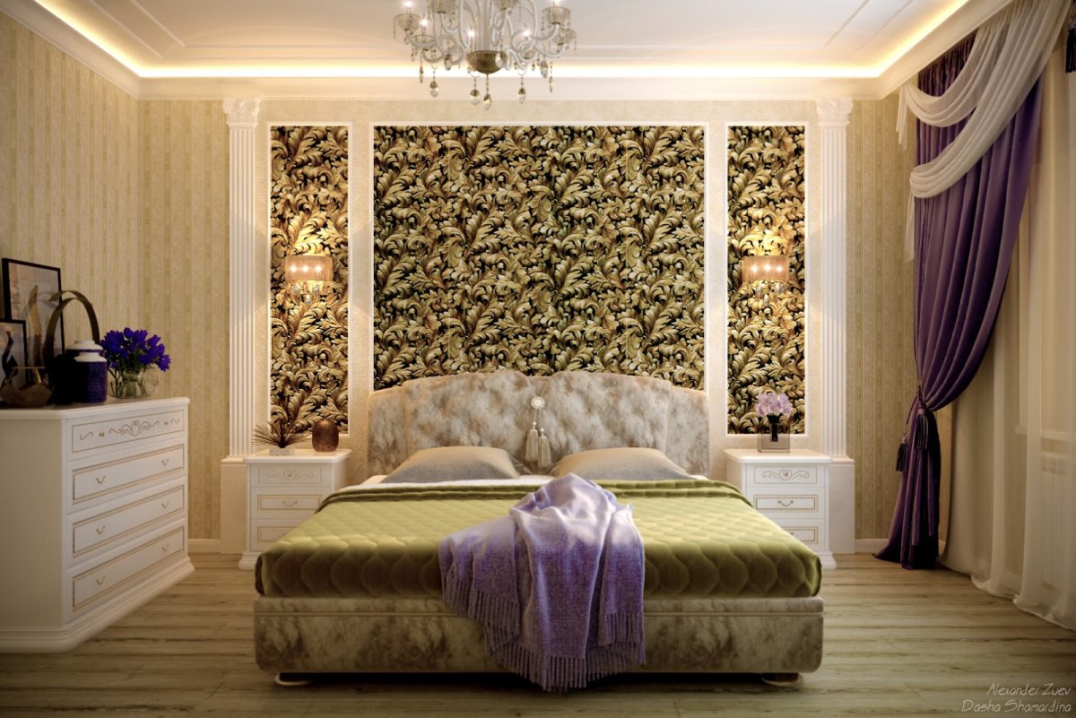 Панно из обоев в спальне