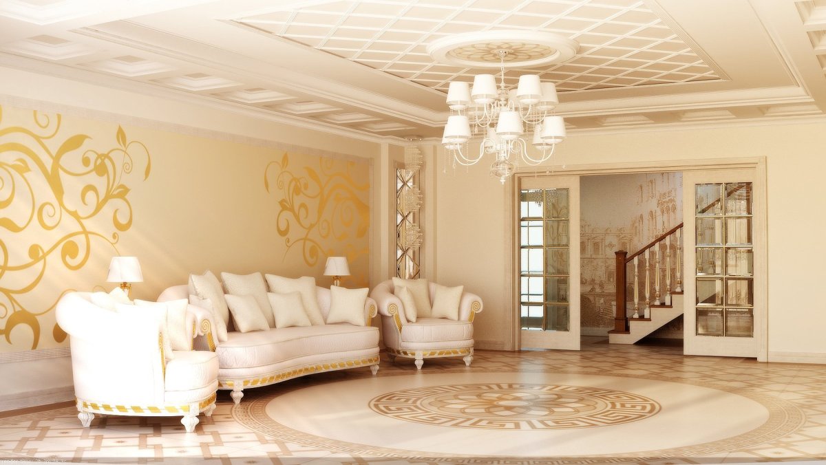 Шикарные обои для гостиной