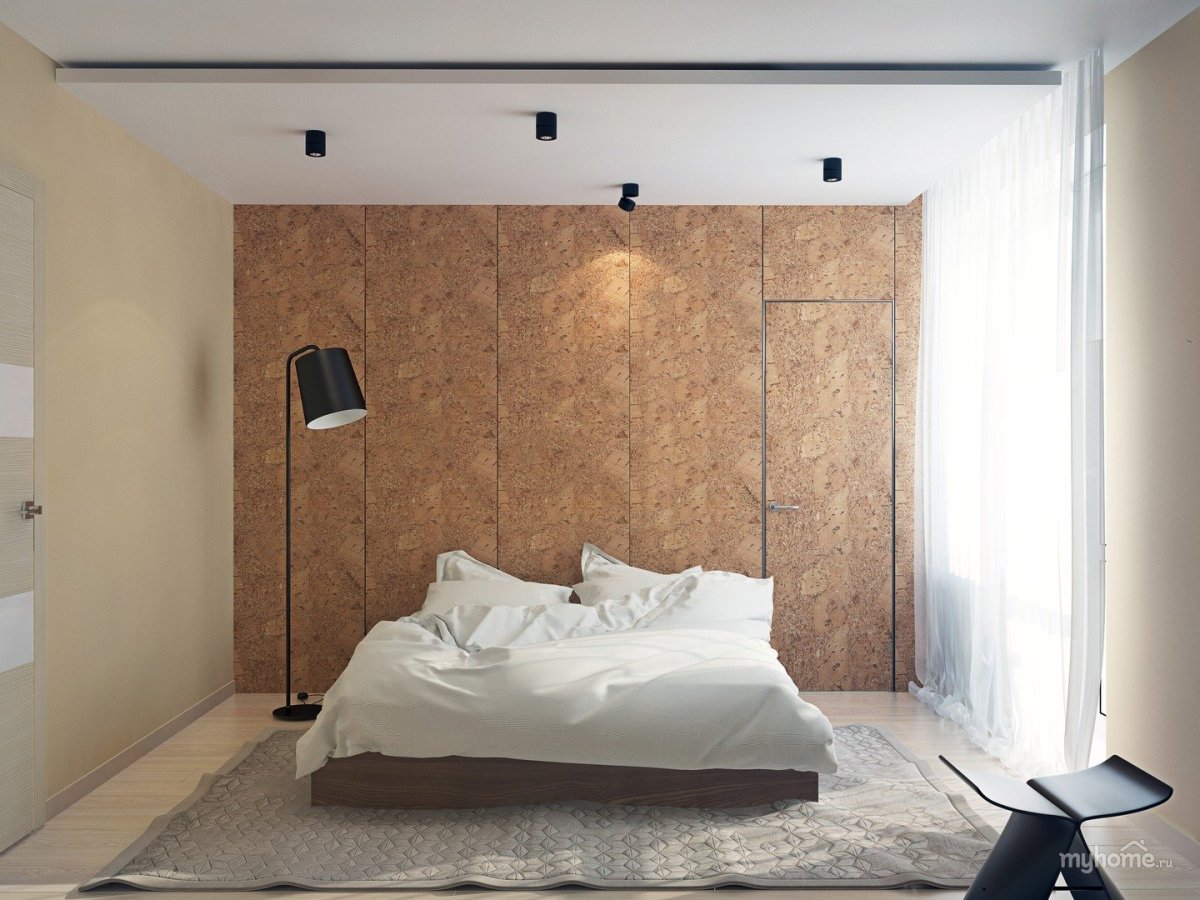 Пробковые панели в спальне