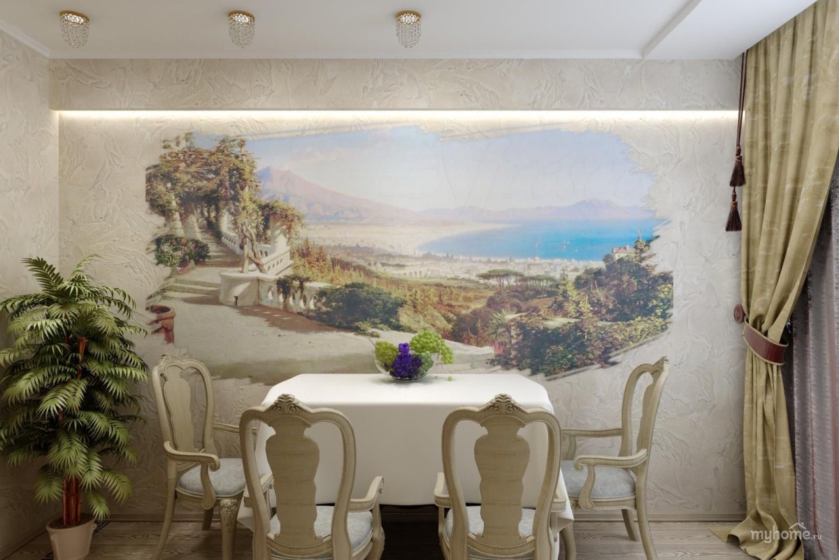 Affresco фрески в интерьере кухни