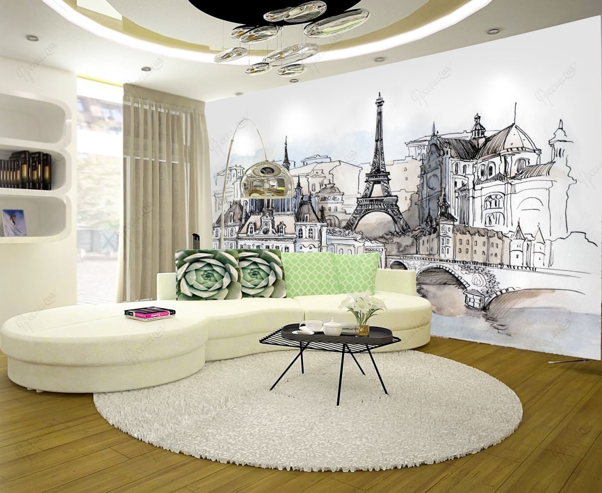 Фреска на стену в гостиную в современном стиле