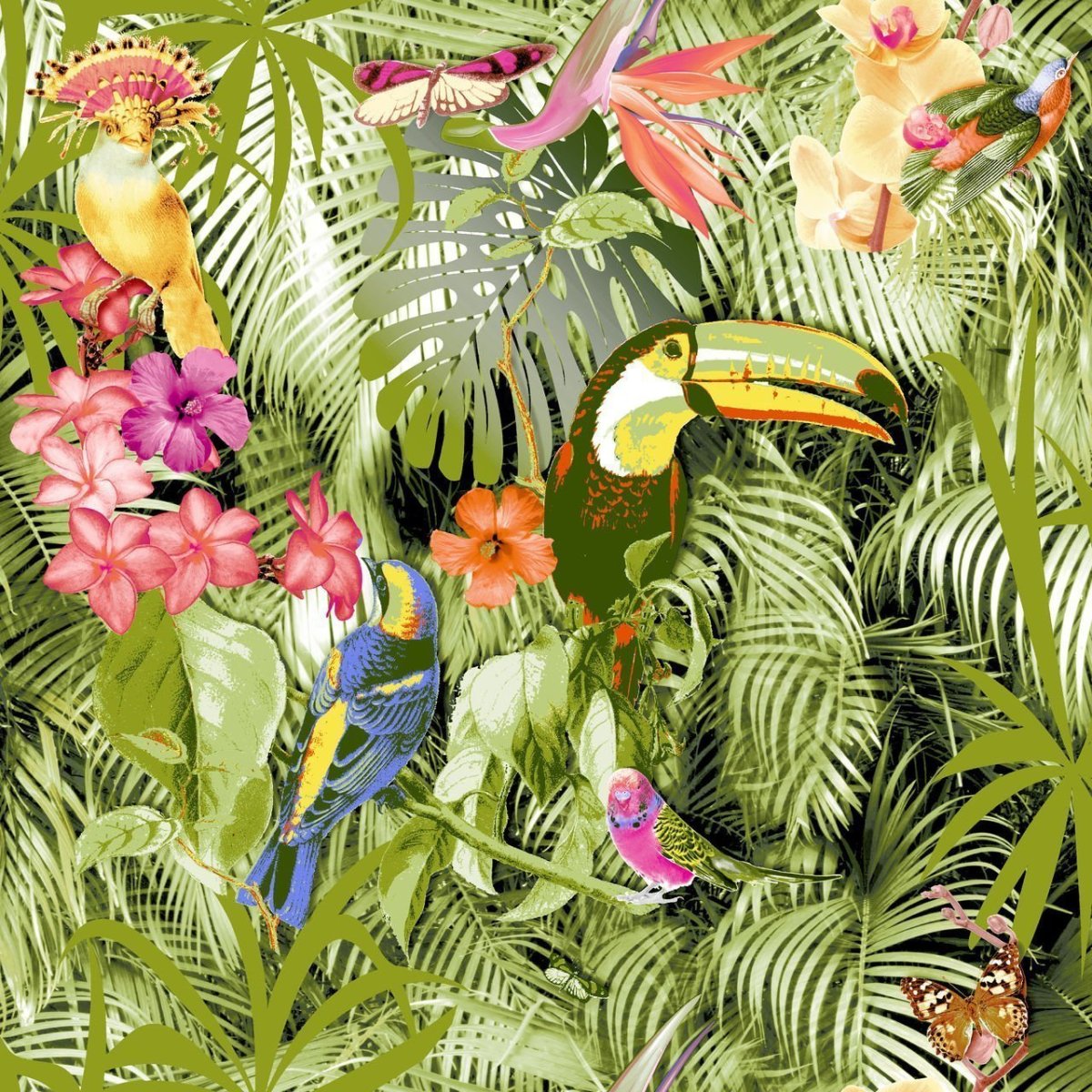 Ткань Jungle с Какаду