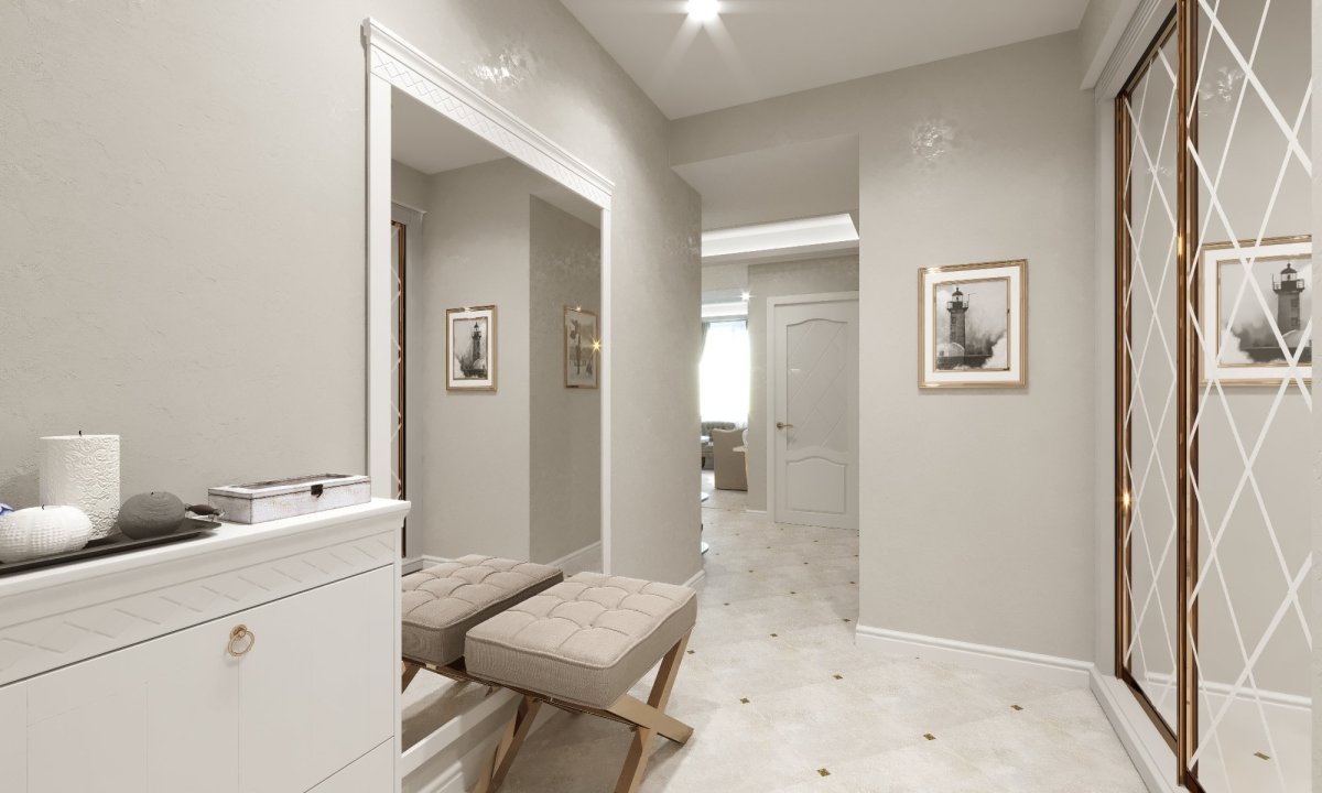 Светлые стены в прихожей