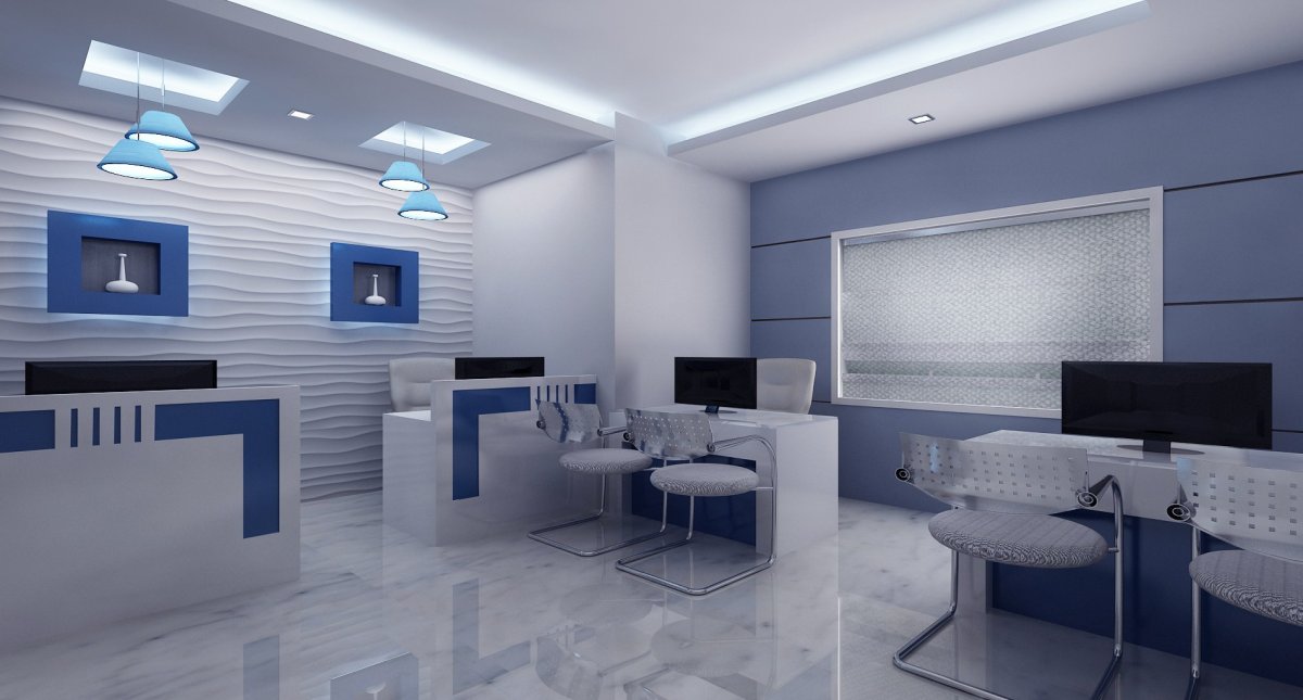 Офис в серо синих тонах