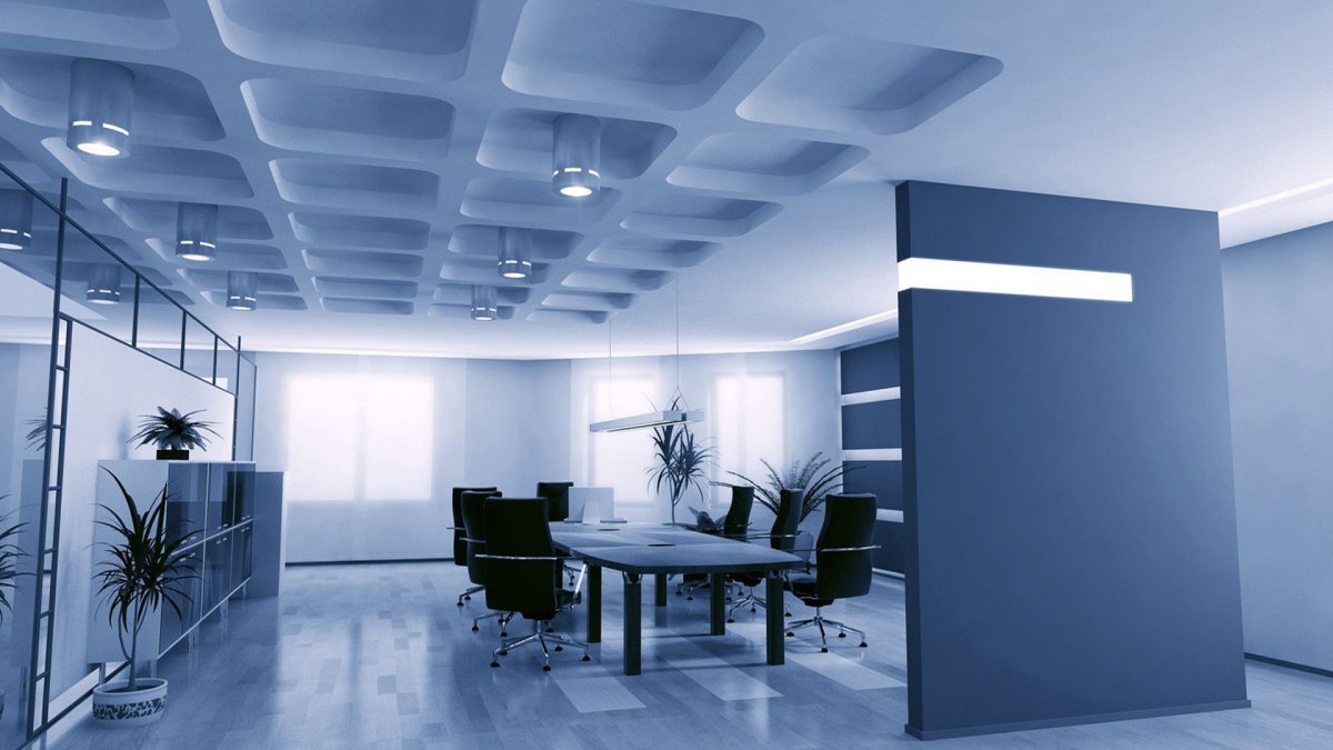 Офис в синих тонах