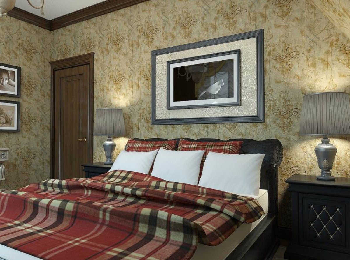 Гобелен картины над кроватью в спальне