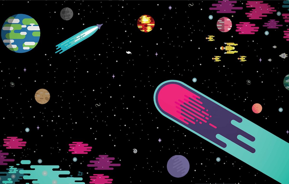 Иллюстрации космоса в стиле Flat