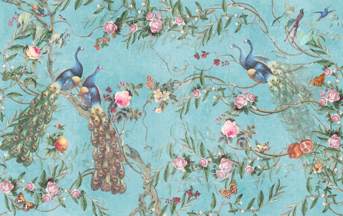 Шинуазри фреска Павлин