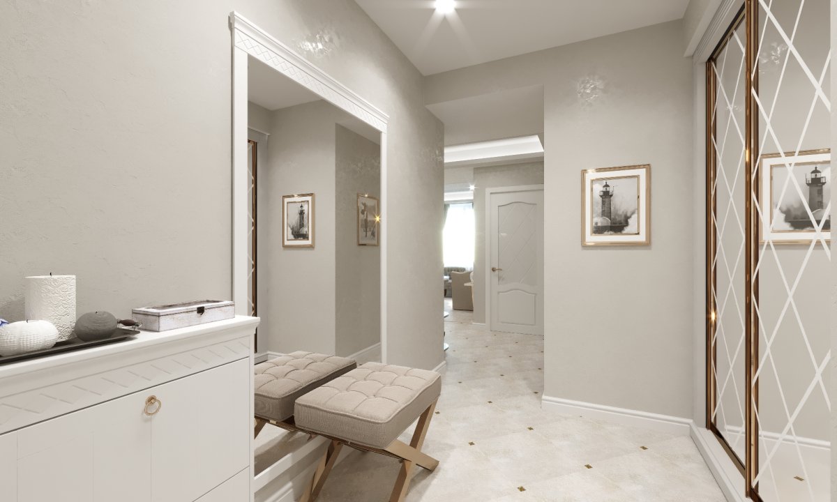 Светлые стены в прихожей