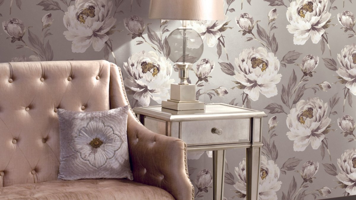 Обои с крупным рисунком в интерьере