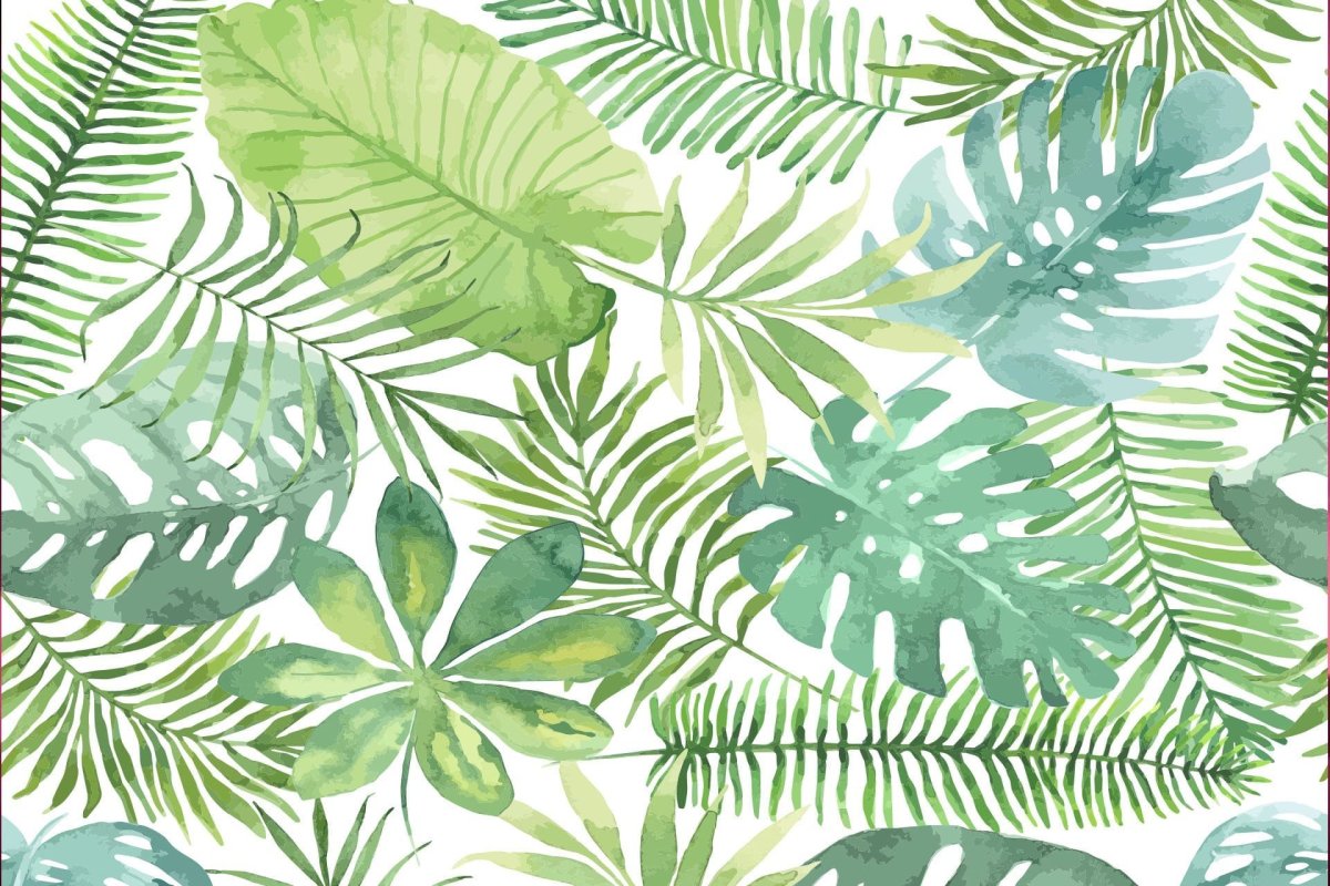 Тропики акварель паттерн