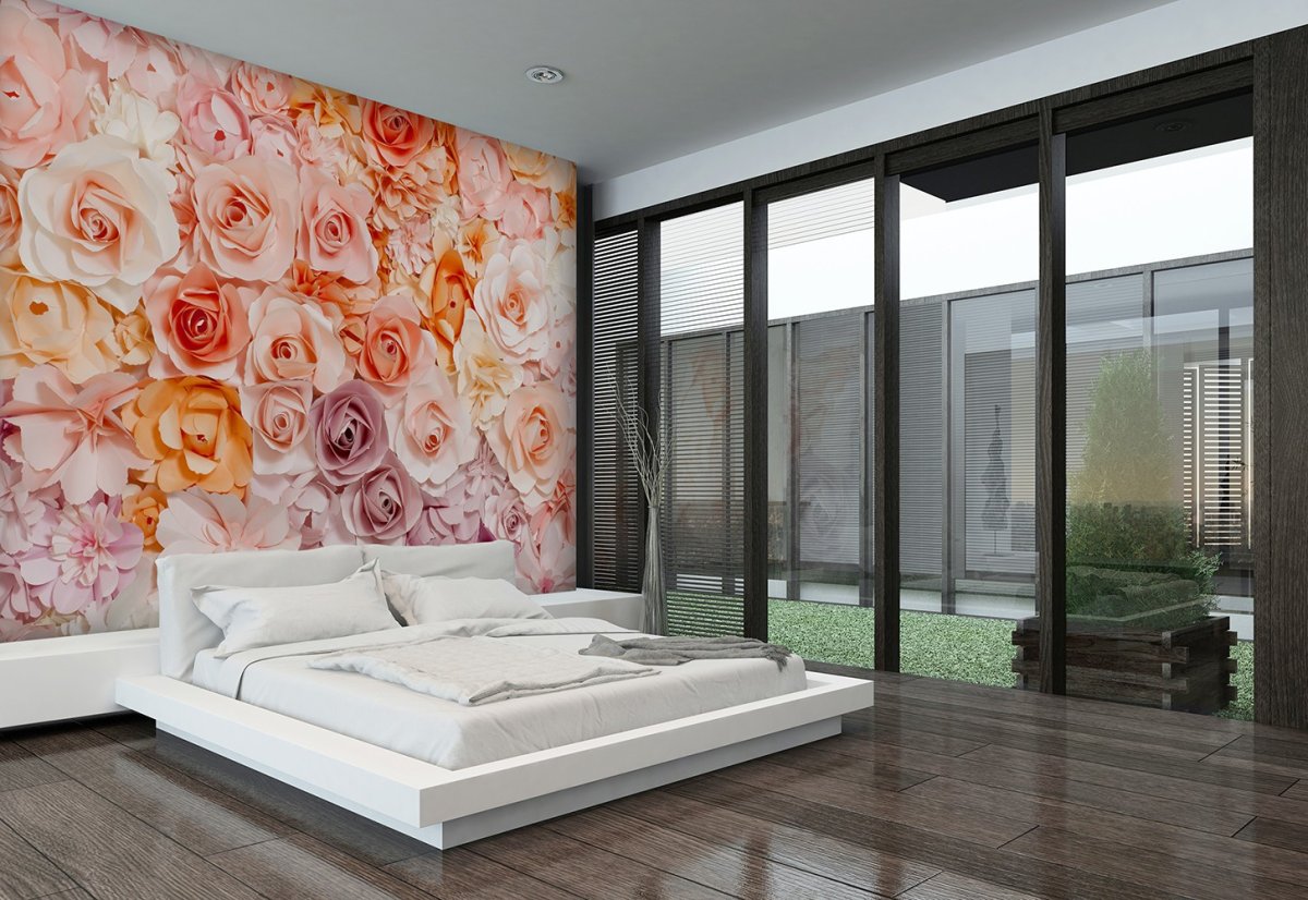 Фотообои цветы в интерьере